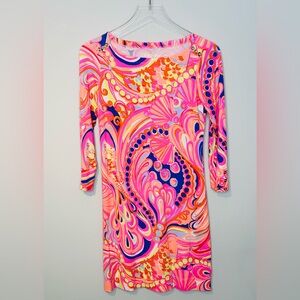 Lilly Pulitzer Women Sophie Pink Seashell Print Shift Knit Dress Size XS